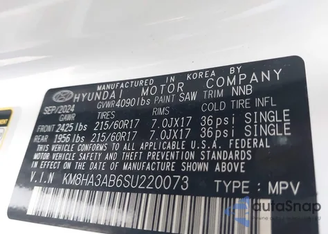 2025 Hyundai Kona Se z USA, uszkodzony, nr VIN KM8HA3AB6SU220073
